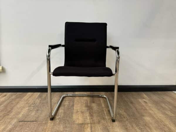 Vergaderstoelen zwart chrome sledeframe