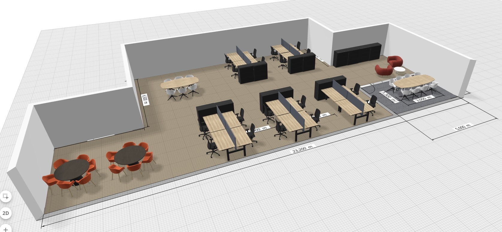 3D tekening kantoorinrichting Door Euro-Rotor